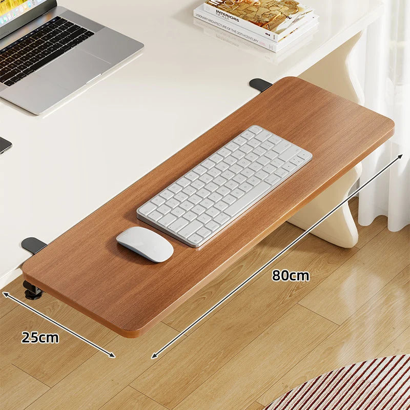 Keyboard Tray Bamboo Clamp-Mounted Pull-Out