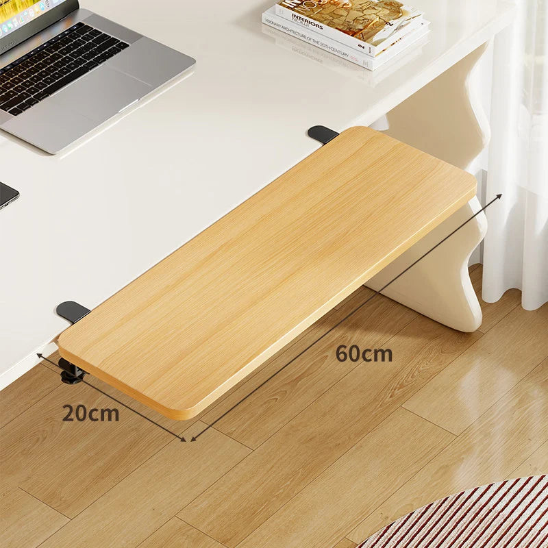 Keyboard Tray Bamboo Clamp-Mounted Pull-Out