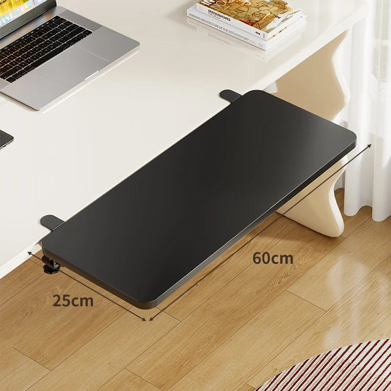 Keyboard Tray Bamboo Clamp-Mounted Pull-Out