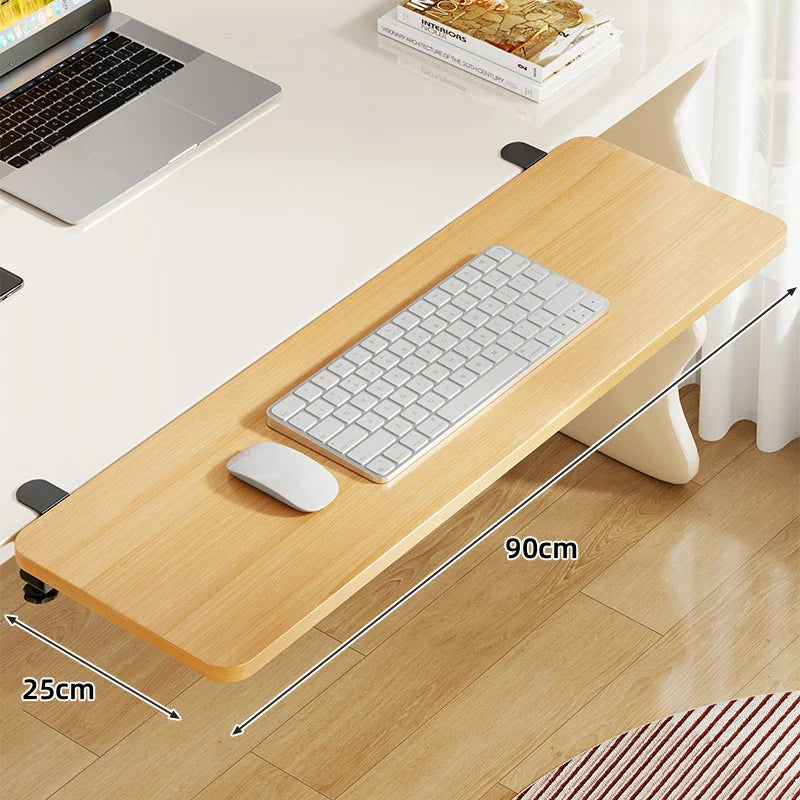 Keyboard Tray Bamboo Clamp-Mounted Pull-Out
