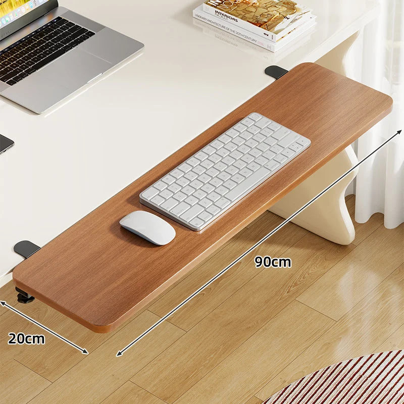Keyboard Tray Bamboo Clamp-Mounted Pull-Out