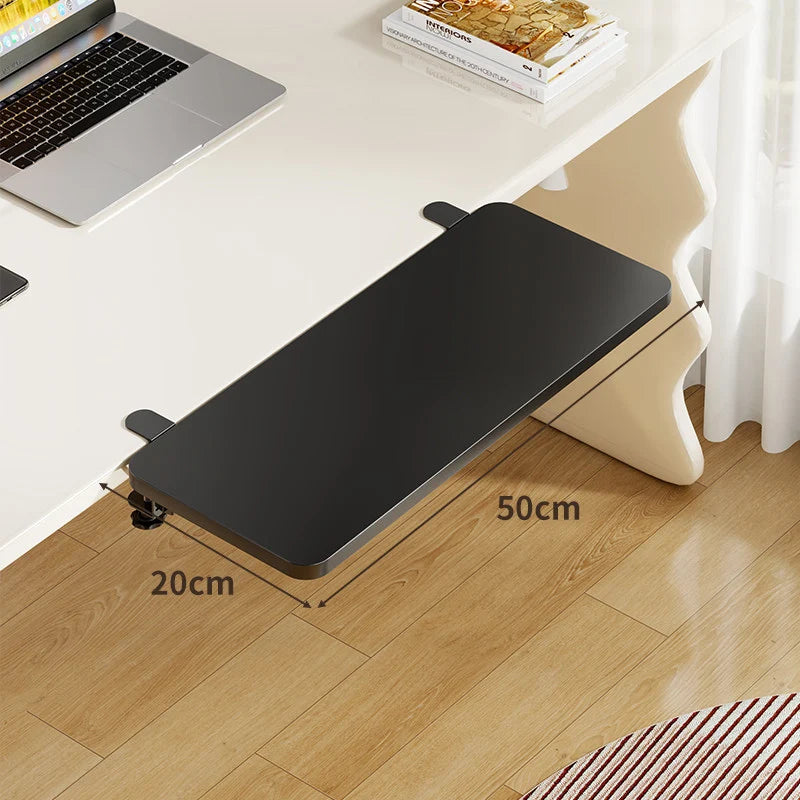 Keyboard Tray Bamboo Clamp-Mounted Pull-Out