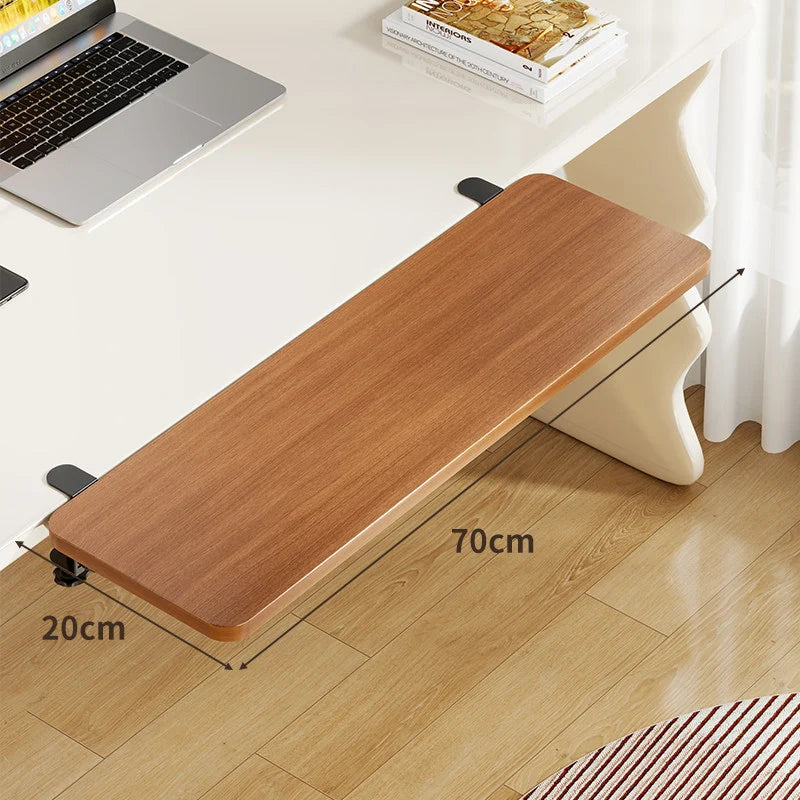 Keyboard Tray Bamboo Clamp-Mounted Pull-Out
