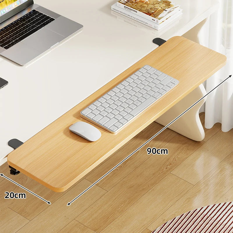 Keyboard Tray Bamboo Clamp-Mounted Pull-Out