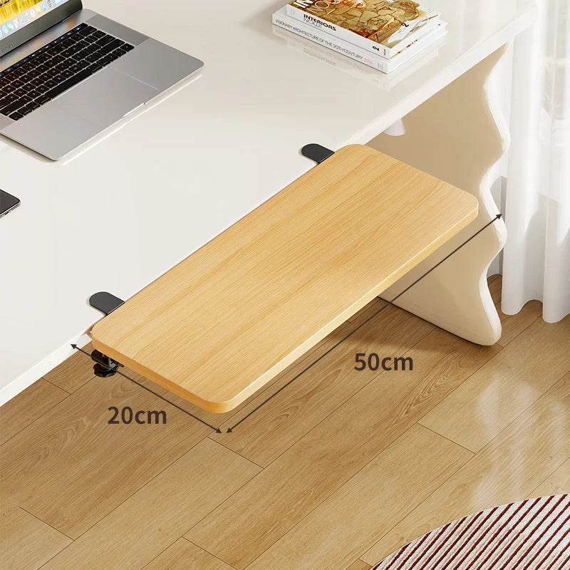 Keyboard Tray Bamboo Clamp-Mounted Pull-Out