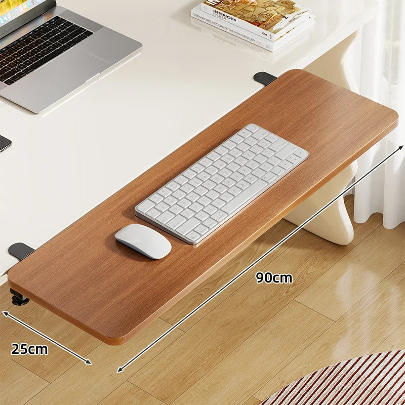 Keyboard Tray Bamboo Clamp-Mounted Pull-Out