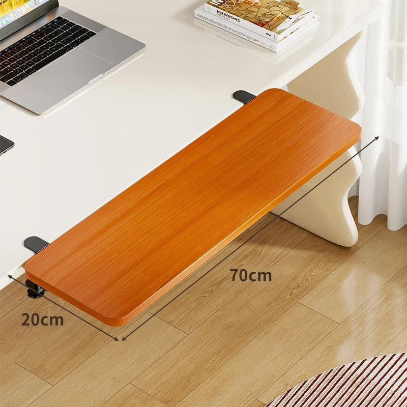 Keyboard Tray Bamboo Clamp-Mounted Pull-Out