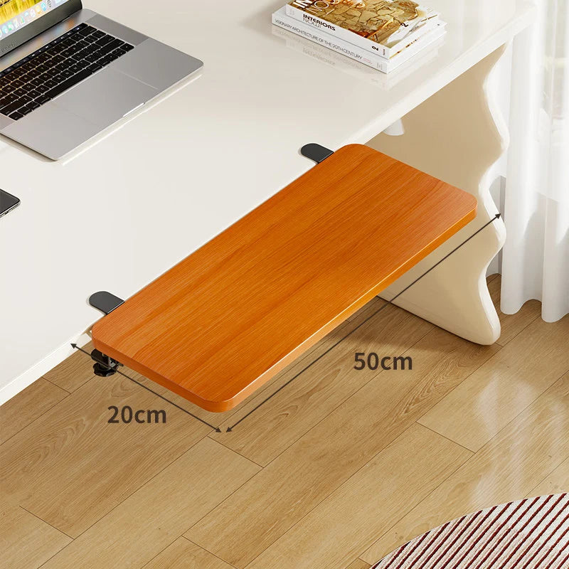 Keyboard Tray Bamboo Clamp-Mounted Pull-Out