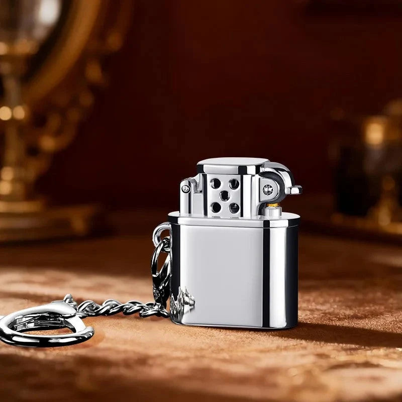 Keychain Lighter Wind-Resistant Refillable Metal Mini Design