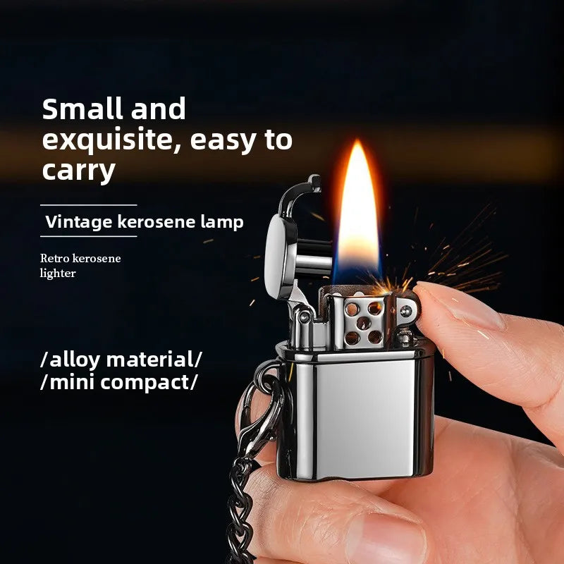 Keychain Lighter Wind-Resistant Refillable Metal Mini Design