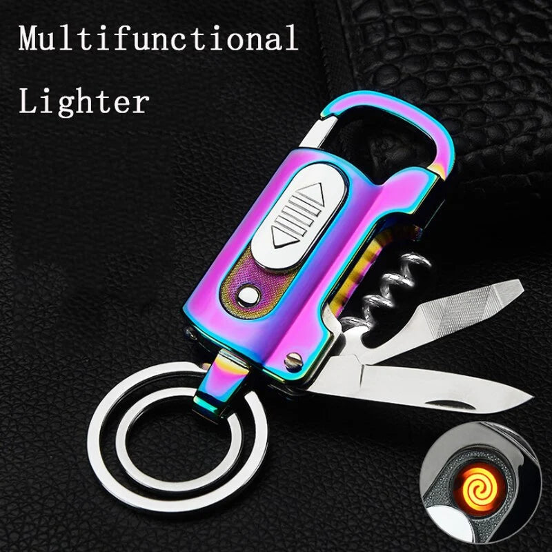 Keychain Lighter Windproof USB Rechargeable Multi-Tool