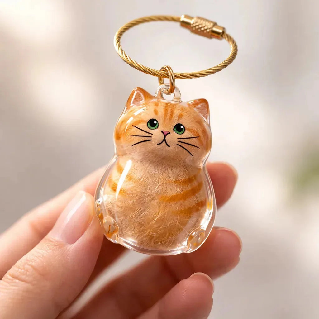 Keychain Pet Fur Keepsake Clear Capsule