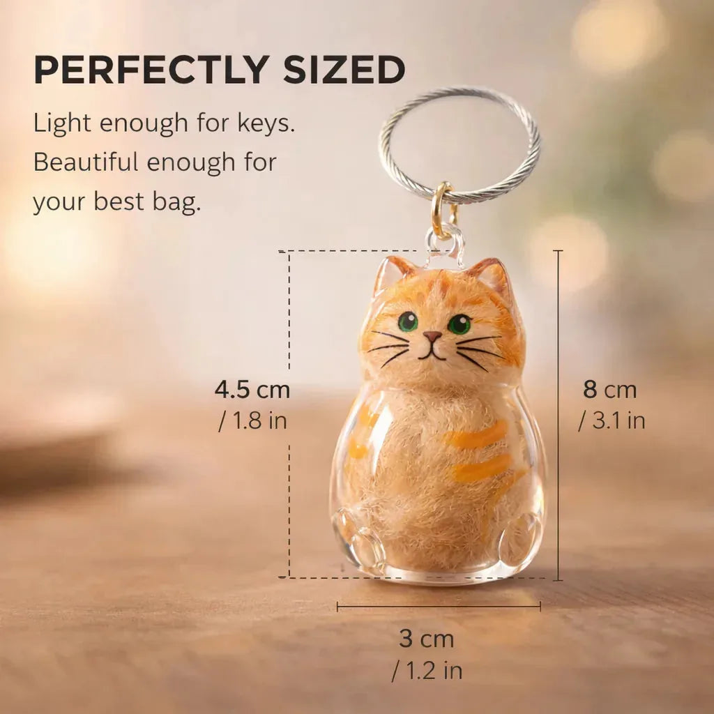 Keychain Pet Fur Keepsake Clear Capsule