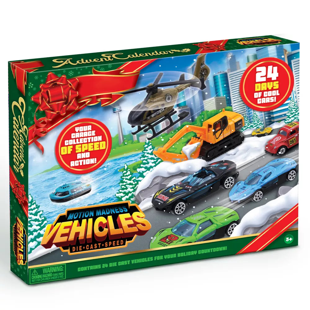 Kids Advent Calendar 24 Diecast Cars Numbered Doors