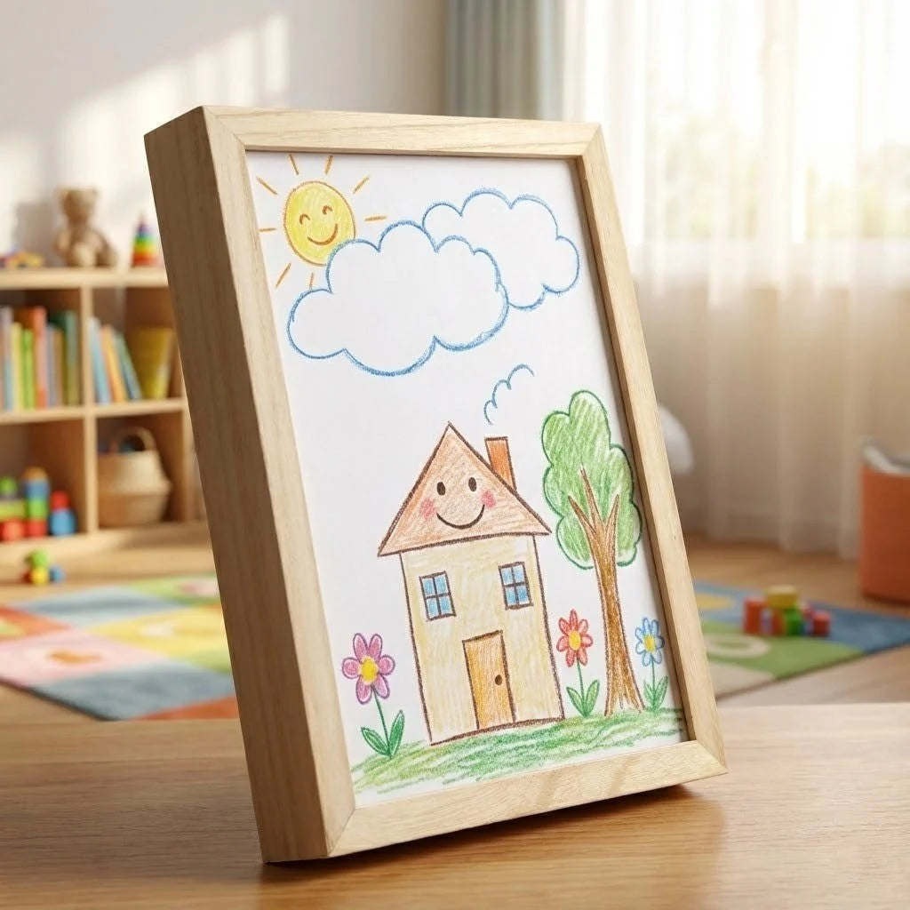 Kids Art Frame Wooden Front-Opening Built-In Storage
