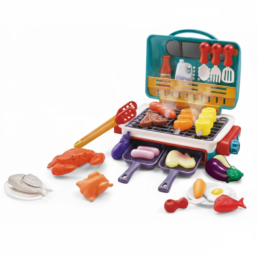 Kids BBQ Grill Toy Color-Changing Tongs & Spatula