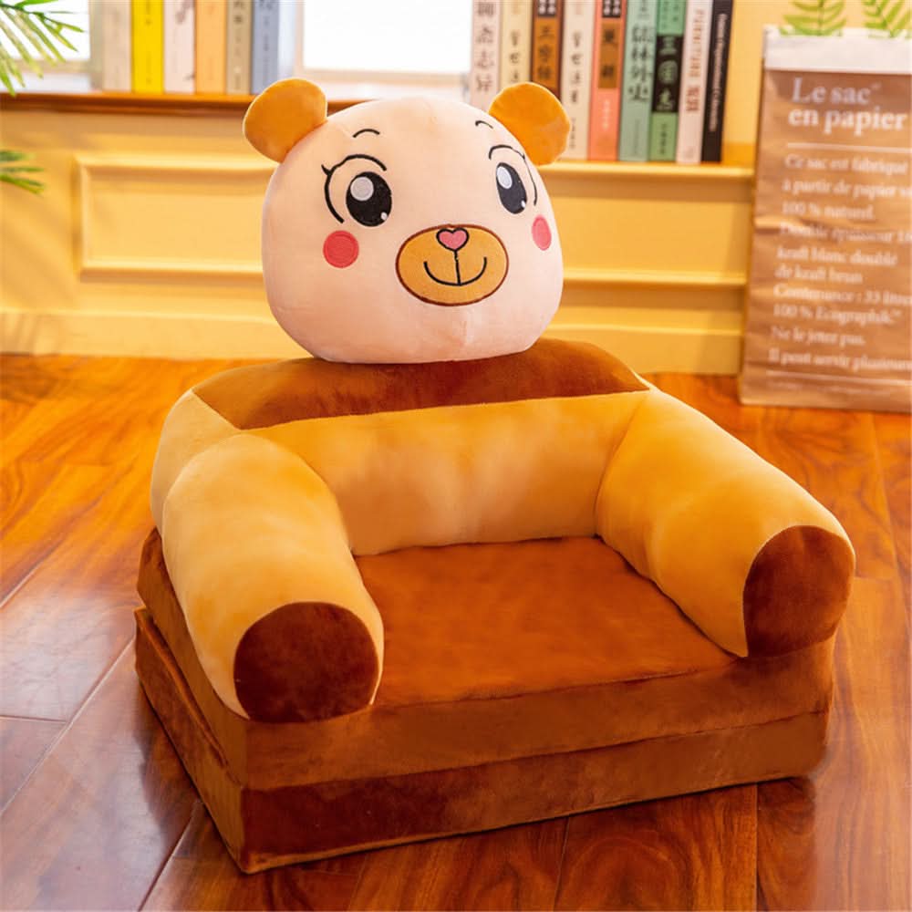 Kids' Bench Foldable Animal Design Padded Velour Seat