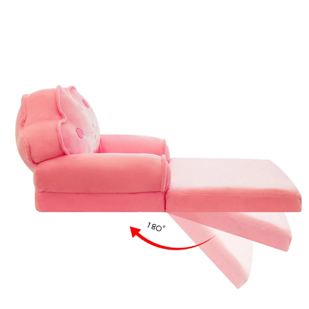 Kids' Bench Foldable Animal Design Padded Velour Seat