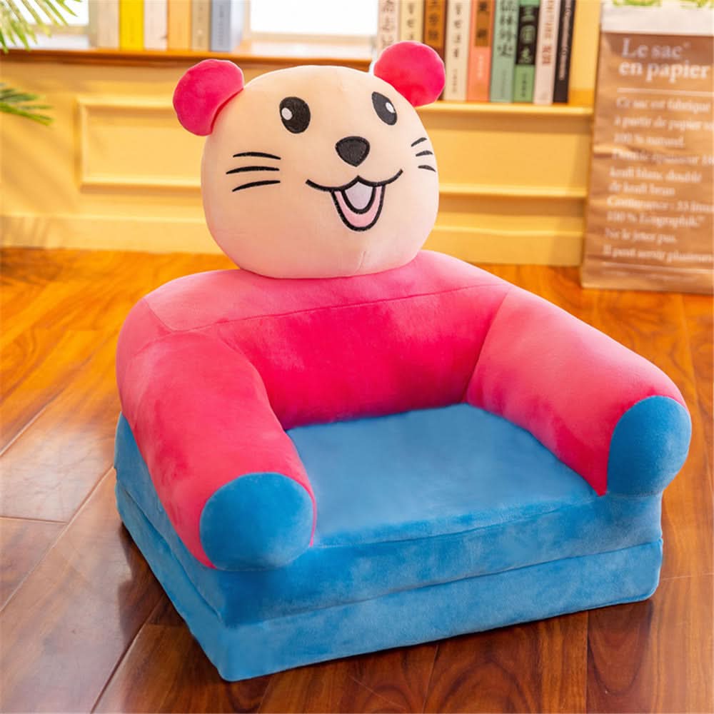 Kids' Bench Foldable Animal Design Padded Velour Seat