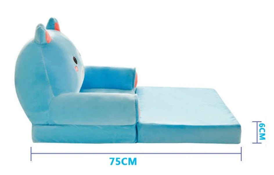 Kids' Bench Foldable Animal Design Padded Velour Seat