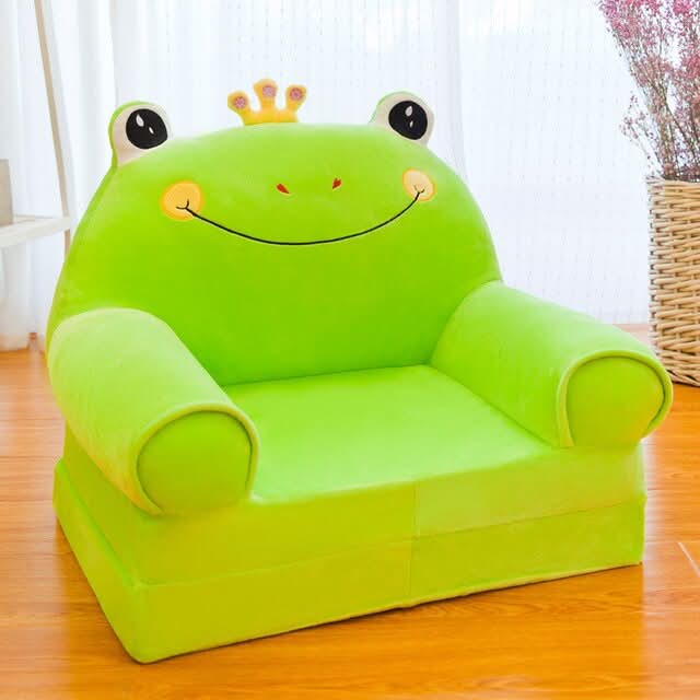 Kids' Bench Foldable Animal Design Padded Velour Seat