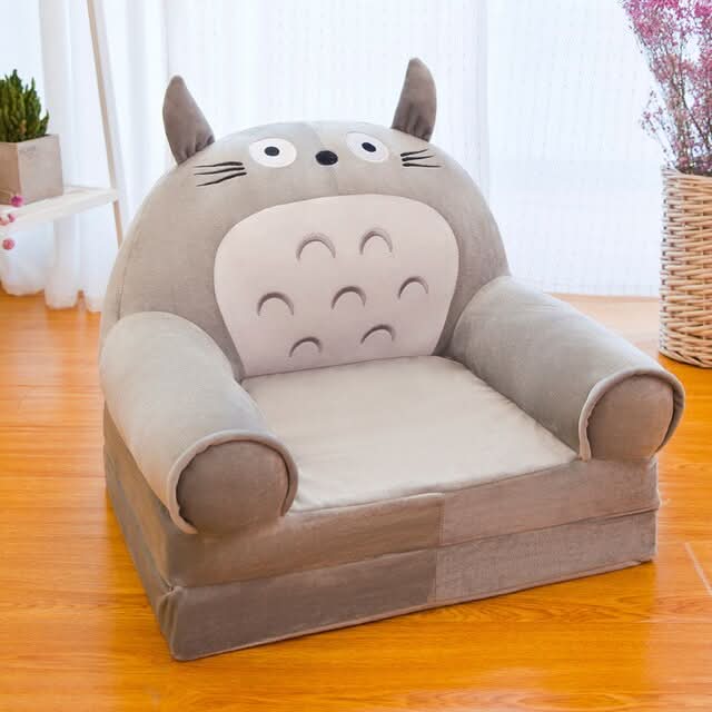 Kids' Bench Foldable Animal Design Padded Velour Seat