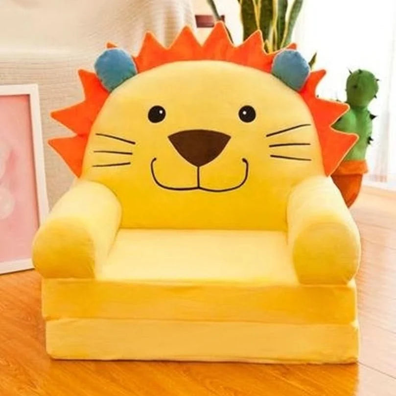 Kids' Bench Foldable Animal Design Padded Velour Seat