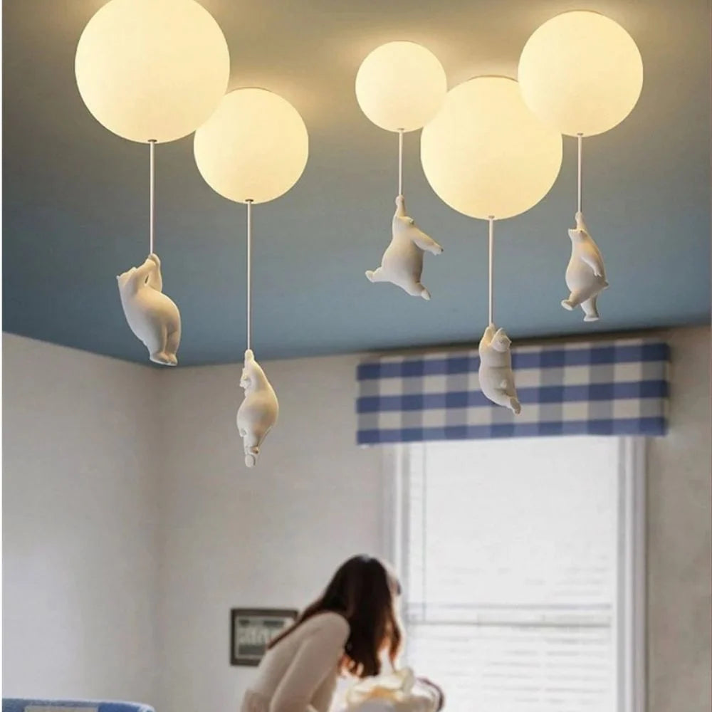 Kids Ceiling Light Balloon Bear Soft Glow
