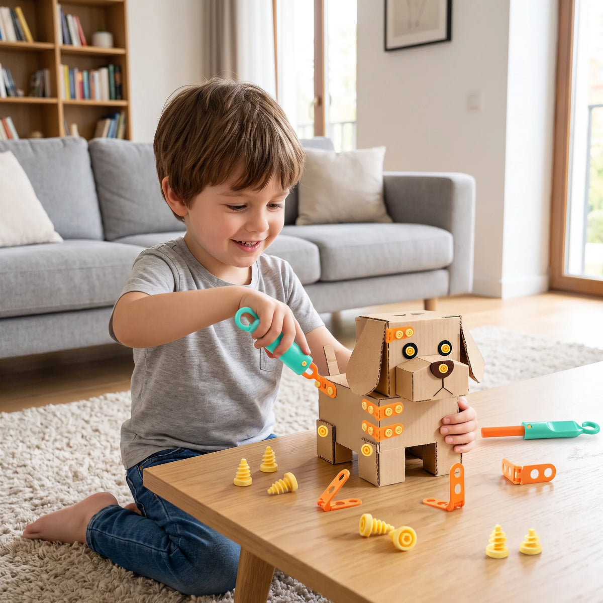 Kids' Construction Kit Cardboard STEM 100 Pieces Tool Set