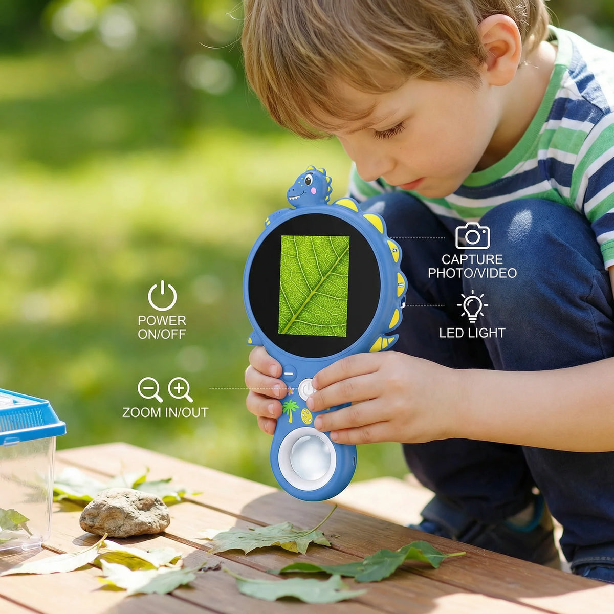 Kids Digital Microscope Built-In Screen Portable Photo & Video Capture