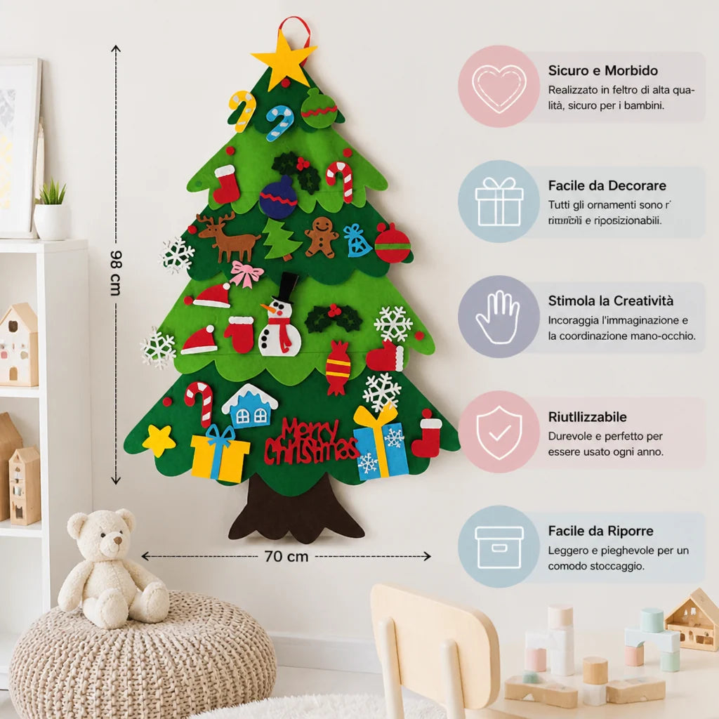 Kids' Felt Christmas Tree Reusable With 32 Ornaments