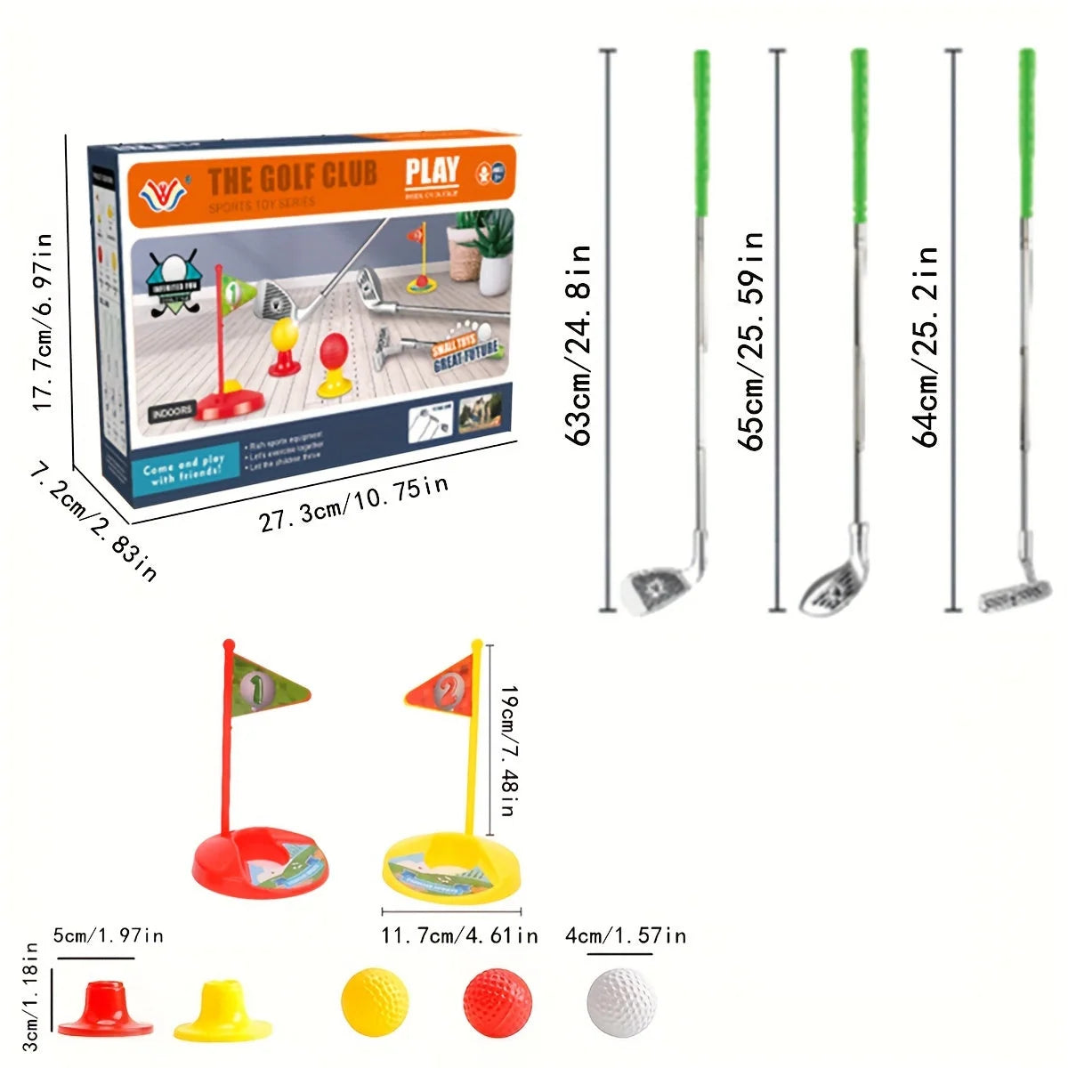 Kids Golf Set Telescopic Adjustable Clubs With Targets & Balls