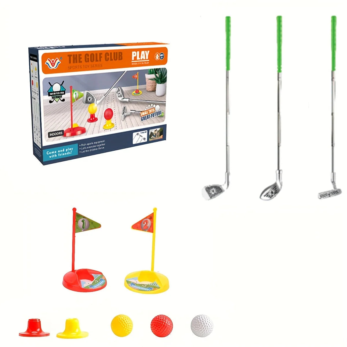 Kids Golf Set Telescopic Adjustable Clubs With Targets & Balls