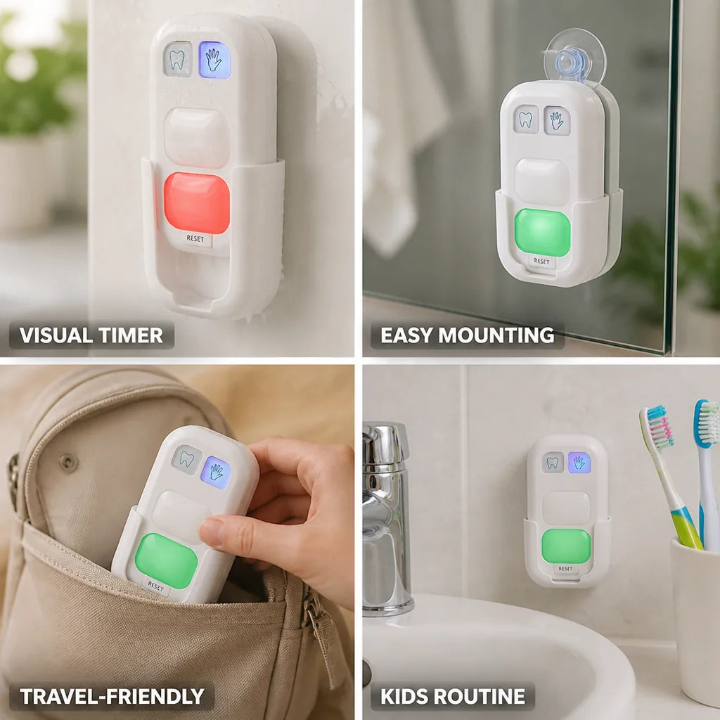 Kids Hygiene Timer LED Guided 2-Min Mode Suction Mount