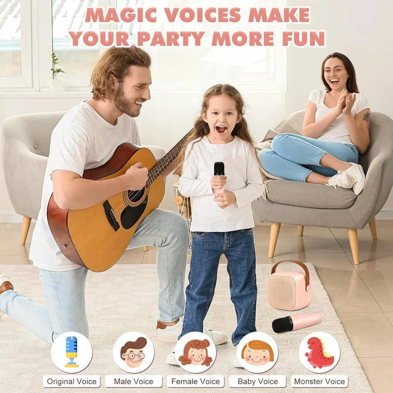 Kids Karaoke Machine Bluetooth Two Wireless Microphones