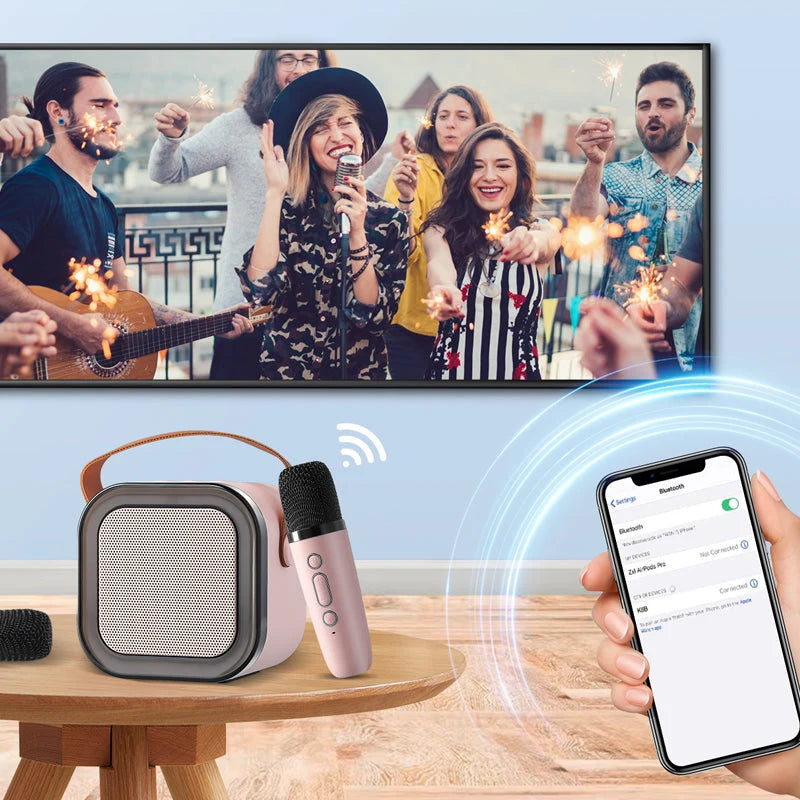 Kids Karaoke Machine Bluetooth Two Wireless Microphones