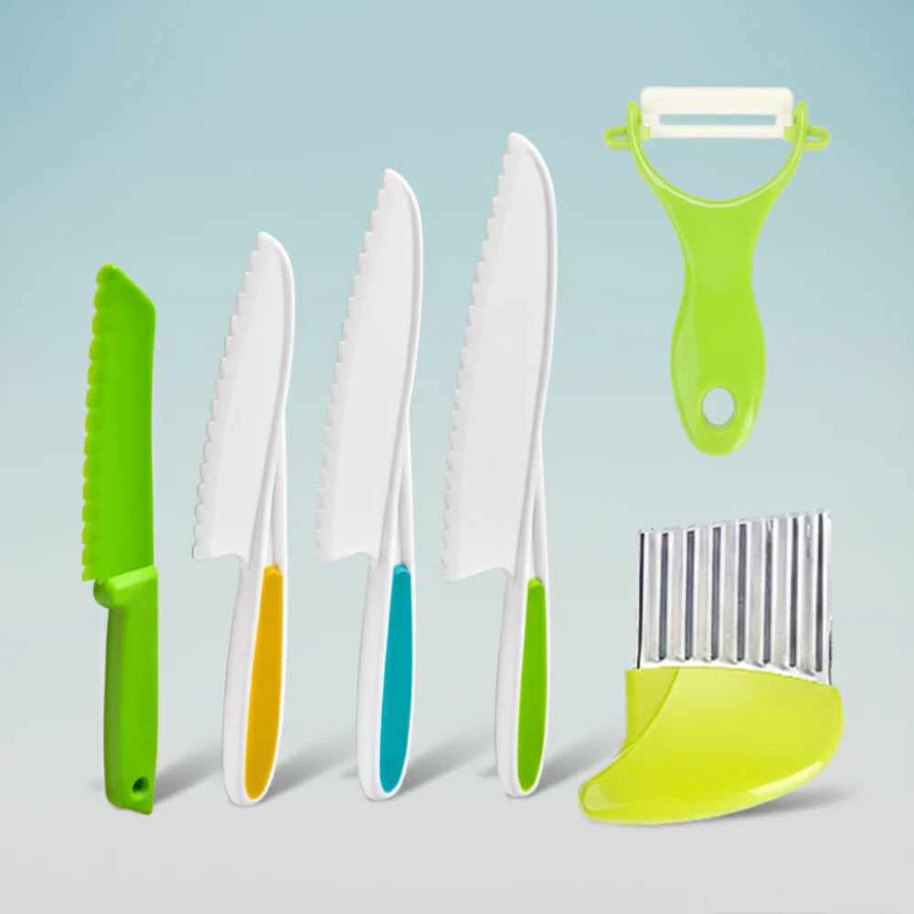 Kids Knife Set Child Safe Blunt Serrated Blades