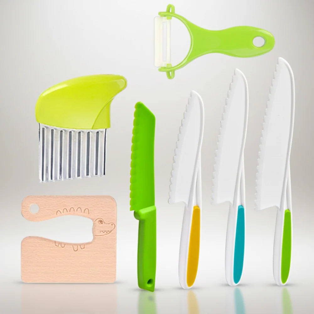 Kids Knife Set Child Safe Blunt Serrated Blades