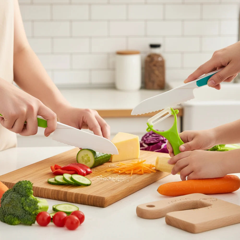 Kids Knife Set Child Safe Blunt Serrated Blades