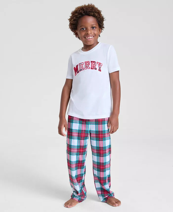 Kids Pajama Pants Elastic Waistband Full-Length Festive Print