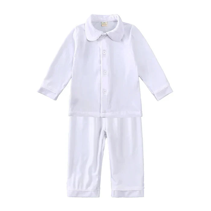 Kids Pajama Set Polyester Velvet Top Plaid Pants Elastic Waistband