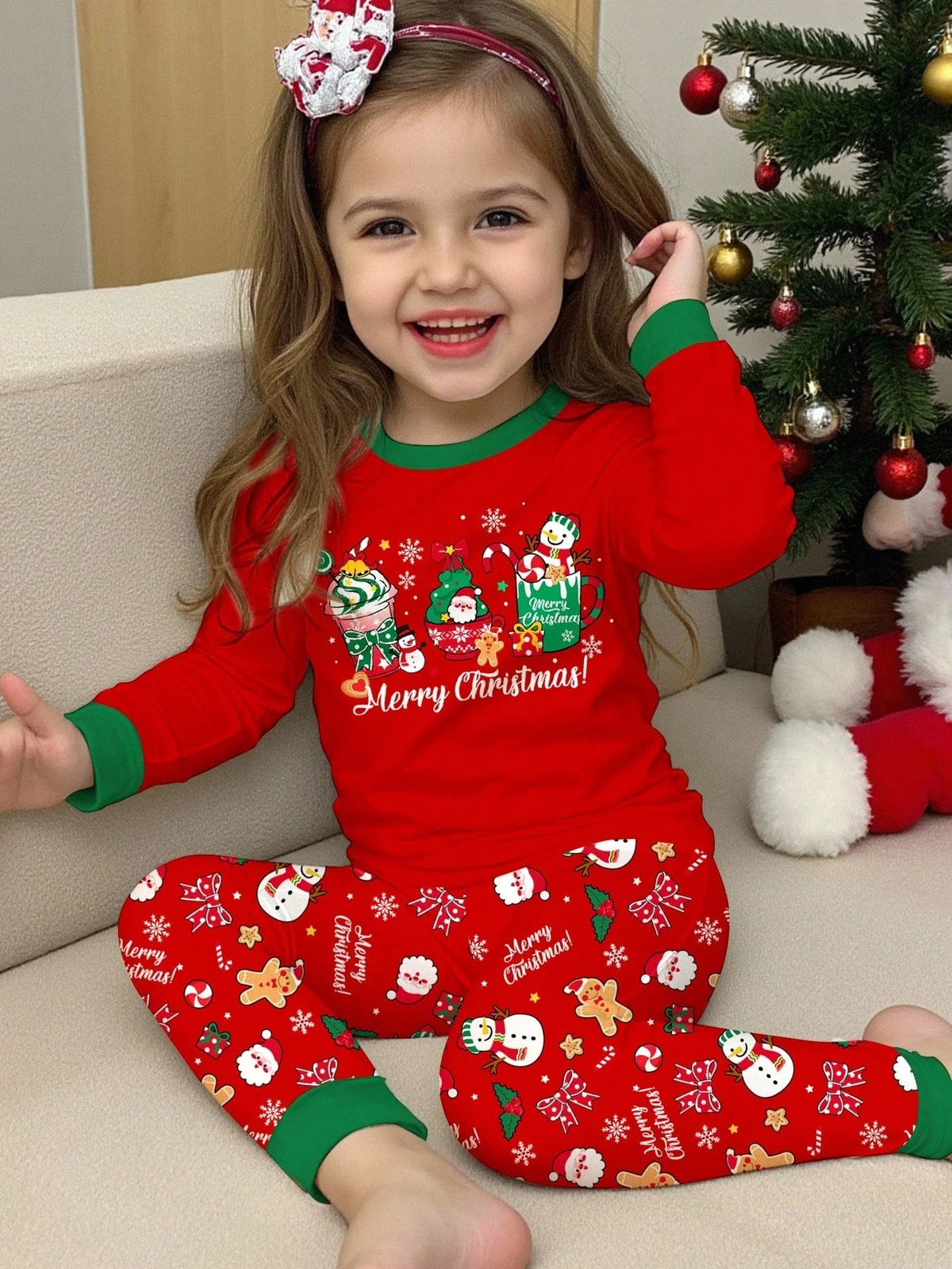 Kids Pajama Set Thermal-Lined Stretch Knit 2-Piece