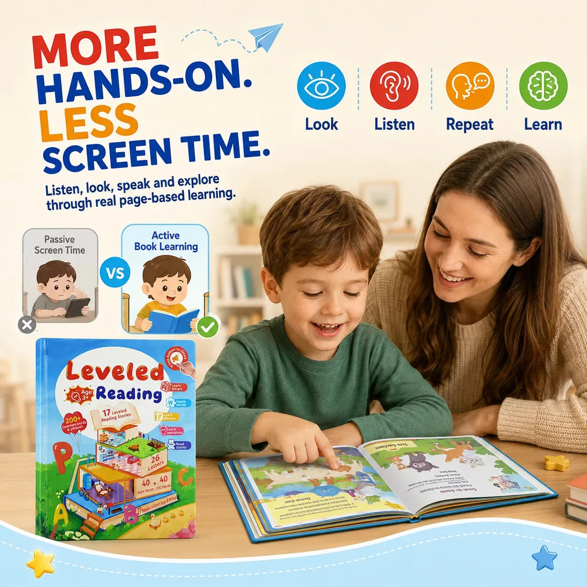 Kids Reading Book Set Touch-and-Listen 30 Leveled Books