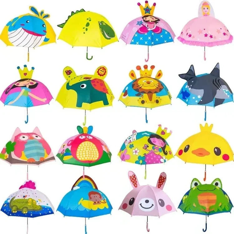 Kids Umbrella Colorful Designs Lightweight Manual Open and Close
