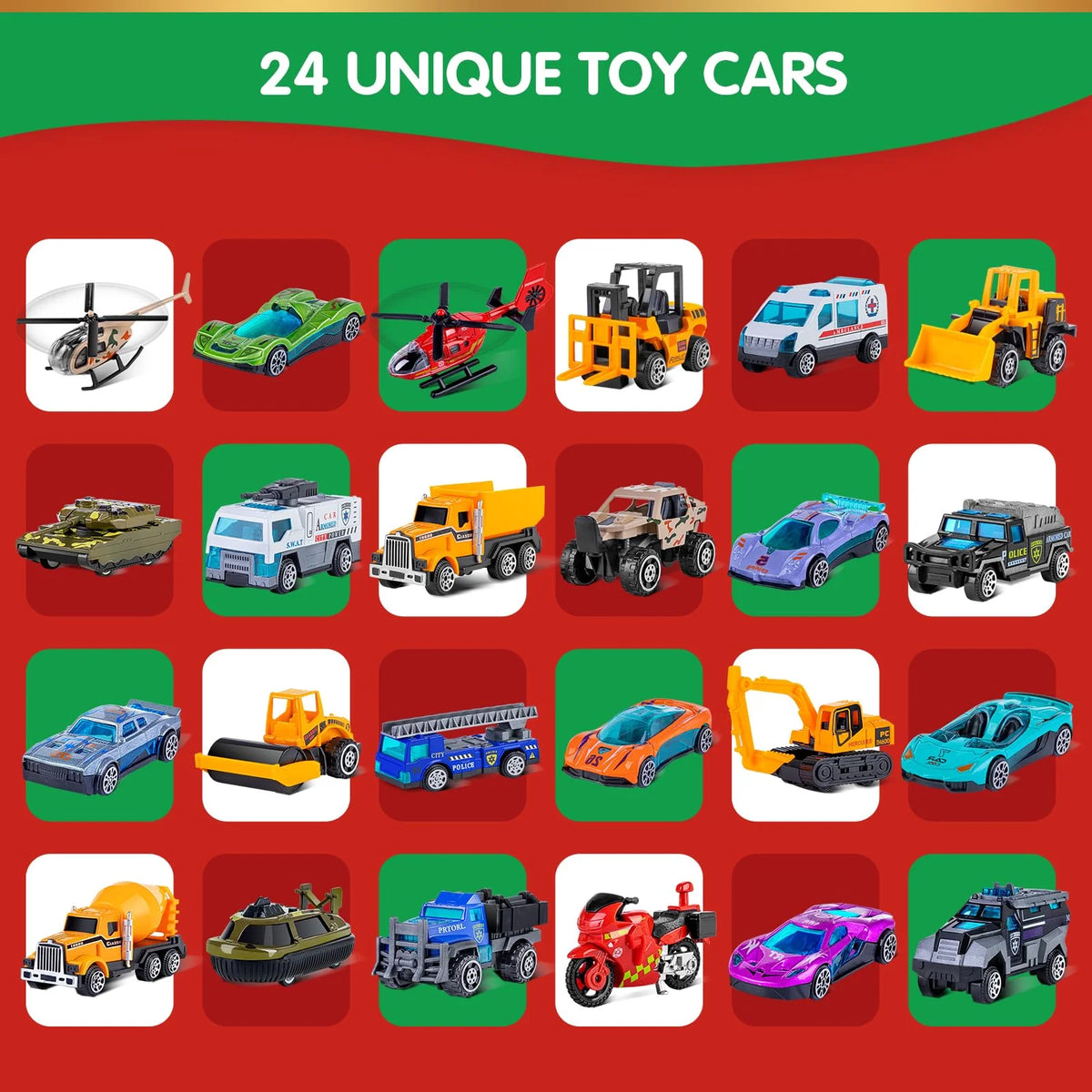 Kids Vehicle Surprise Box Set of 24 Alloy Cars