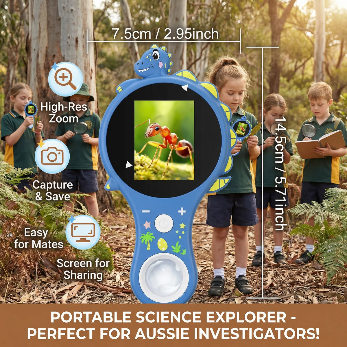 Kids Video Microscope 500x Magnification IPS Screen