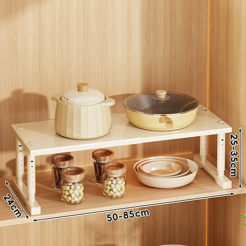 Kitchen Appliance Shelf Expandable Width Adjustable Height Non-Slip Feet