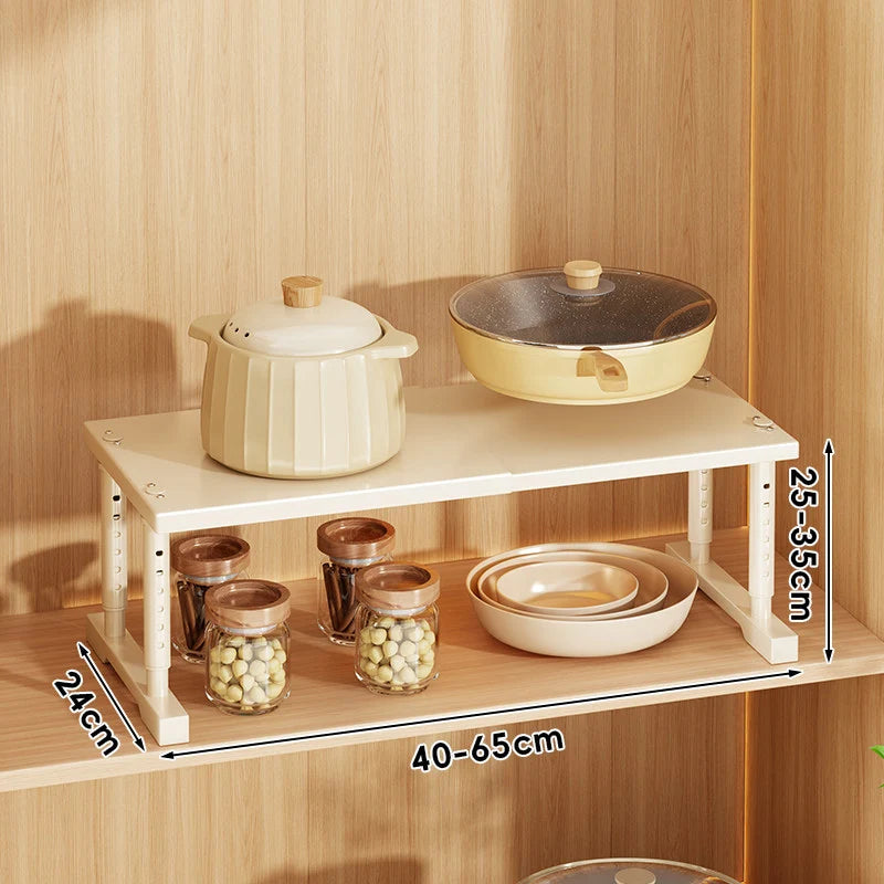 Kitchen Appliance Shelf Expandable Width Adjustable Height Non-Slip Feet