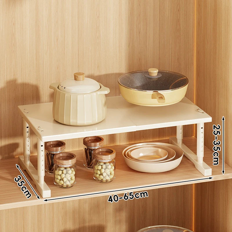 Kitchen Appliance Shelf Expandable Width Adjustable Height Non-Slip Feet