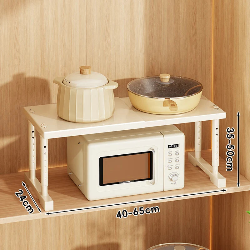 Kitchen Appliance Shelf Expandable Width Adjustable Height Non-Slip Feet